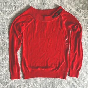 NWT Lauren Ralph Lauren Orange/red cotton boatneck sweater with buckle detail S